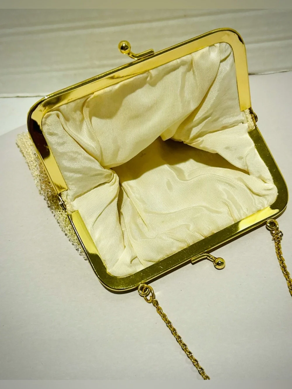 Vintage 50s Kiss Lock Evening Bag Multicolor Lumured Corde-Bead Purse Prom